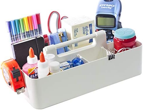 -Large Portable Caddy, DIY Dividers, 8 Compartments, School Office Supplies Home Business Organizer,Portable Basket with Handle Storage Organizer Modern Made in USA (10 PACK, Ivory) - Image 5