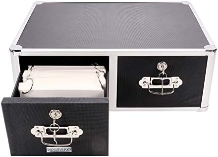 Vaultz Locking 5 x 8 Index Card Cabinet, Double Drawer, Black (VZ01397) - Image 5