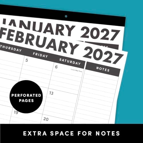 PAPERAGE 2027 Calendar, 12 Months (January 2027 - December 2027), Large (17 in x 22 in), Minimalist Wall and Desk Calendar with Monthly Views, Yearly Plans & Notes Section – Navy - Image 4