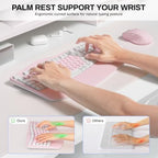 Wireless Keyboard and Mouse Combo,2.4G Ergonomic Wave Keys(Pink-A) - Image 4