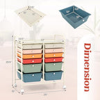 LDAILY 12 Drawer Rolling Storage Cart, Craft Cart Organizer on Wheels w/Metal Frame, Large Capacity & Smooth Drawer, Rolling Cart w/Drawers for Classroom, Office - Image 3