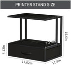 Printer Stand with Storage for Desk, with Fabric Drawer Desktop Printer Stand Shelf Organzier for Home Office, for Above and Under Desk Printer Table, Fax Machine Copier Scanner, Black - Image 4