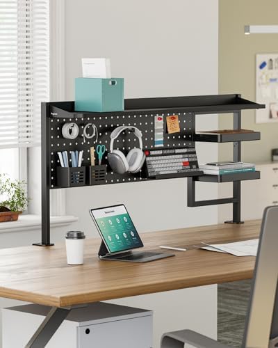 PEGZONE Clamp on Desk Shelf, 44" Desktop Shelving System, Black - Image 2