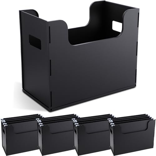 4 Pcs Portable Desktop File, Filing Organizer, Black by Trandraft
