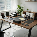 Leather Desk Set, 13-Piece All-in-One – Executive Desk Accessories & Office Supplies, Desk Organizer with Desk Pad & Blotter, 2-Tier Letter Tray, Luxury Office Desk Decor & Boss Gifts (Black) - Image 2