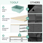 TOOLF 12 Drawers Storage Cabinet with Wooden Top and Plastic Bins,Green - Image 6