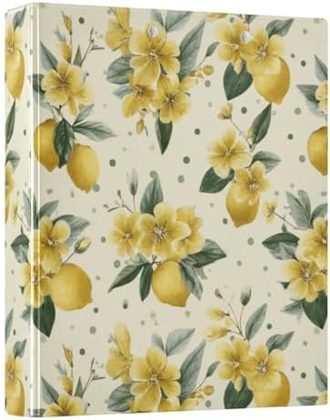 Yellow Lemon Leaf 3 Ring Binders 1.5 Inch Clear View Three Ring Binders Versatile Binder for Work School Office Supply 1 Pack by Unknown