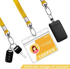 Segarty Lanyards with ID Holder, 100 Pack Horizontal Badge Clear Plastic Name Tags Neck Key Card Bulk, Yellow Strap Clips Waterproof Ziplock Nametag Protector for Women, Business, Student, School - Image 3