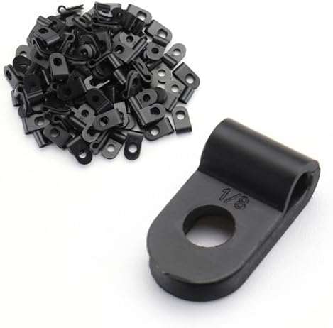 BAOMAIN 1/8-Inch R-Type Cable Clamps, 1000-Pack Black Nylon Wire Management Clips, UC-0 Screw-On Cord Fasteners for Home, Office, and Industrial Use by Baomain