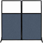 Versare Workstation Partition | Portable Wall Divider | Modern Office Cubicle | Free Standing Privacy Screen | Flexible Work Space | 66" x 70" W/Window, Ocean Fabric Panels by VERSARE