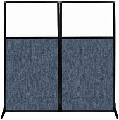 Versare Workstation Partition | Portable Wall Divider | Modern Office Cubicle | Free Standing Privacy Screen | Flexible Work Space | 66" x 70" W/Window, Ocean Fabric Panels by VERSARE