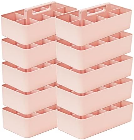 -Large Portable Caddy, DIY Dividers, 8 Compartments, School Office Supplies Home Business Basket with Handle Storage Organizer Made in USA (10 PACK, Indie Pink) by EnjoyOrganizer