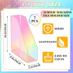 Engrowtic 2 Pcs Iridescent Vertical Magazine File Holder Acrylic Magazine Holder Storage Organizer Plastic Clear Acrylic Rack for Office Classroom Home Document Paper Book Collection Back to School - Image 3