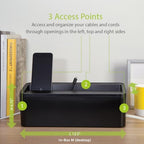 in-Box Cable Box Set with Extra Large Surge Protector Concealer Cable Management for Under Desk and Mobile Charging Station Power Strip Organizer for Desktop, Black - Image 7
