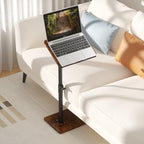 YUHFERA Sofa Armrest Tray Table for Couch - 360° Swivel Height Adjustable End for Small Spaces, Snack Side Table for Bed or Chair with Phone & Tablet Slot (Rich,Angle Adjustable) - Image 2