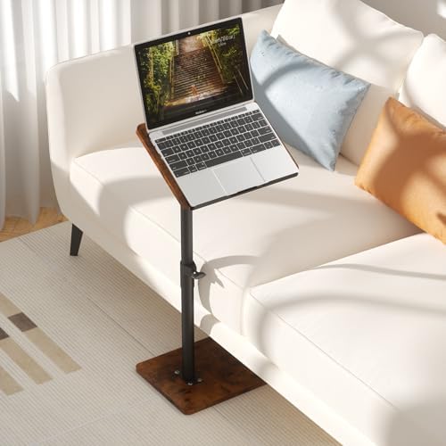 YUHFERA Sofa Armrest Tray Table for Couch - 360° Swivel Height Adjustable End for Small Spaces, Snack Side Table for Bed or Chair with Phone & Tablet Slot (Rich,Angle Adjustable) - Image 2