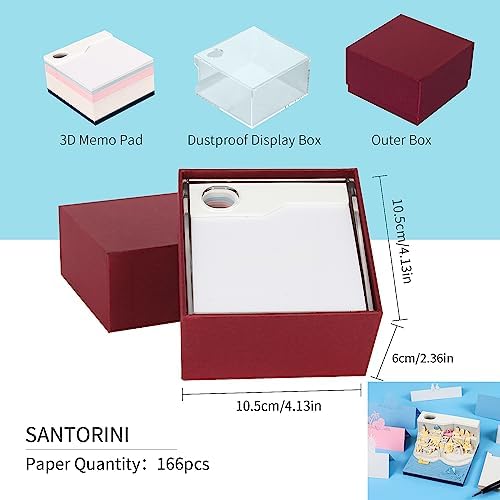 Aegean-Santorini Memo Pad 3D with Light,Kawaii Memo Pad Non-Stick 3D Sticky Notes,3D Art Craft Note Pad Notepad with Pen Holder Silhouette DIY Creative Gift - Image 6