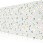 Pastel Ditsy Floral Office Desk Mat 31.5" x 15.7" Desktop Mat PU Leather Large Mouse Pad White Mousepad Non-Slip Table Mat for Girls, Women, Home, Work, Computer, and Gaming by Unknown