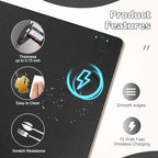 Wireless Charging Mouse Pad Firelison 2 in 1 Leather Multifunctional Office Desk Pad with Non-Slip Rubber Base, Waterproof Desk pad for Computers/Office/Work/Home/Decor（ 36" x 17"Black - R） - Image 4