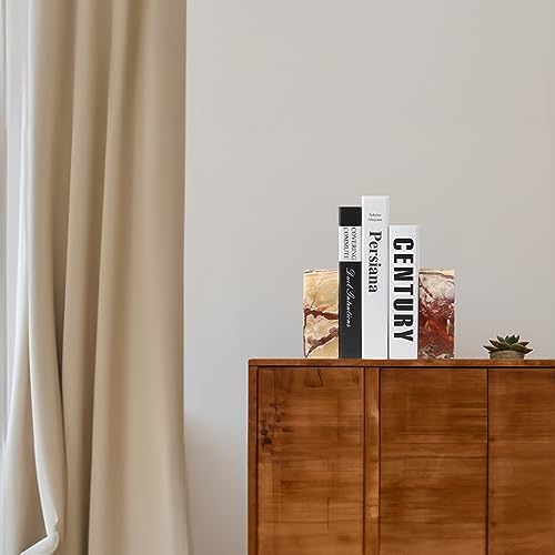 Koville Mexican Natural Marble Bookends for Shelves, Decorative Book Ends, 7lbs Heavy-Duty Marble Book Holders, Bookshelf Apartment Decor for Normal Books/CD/Video Games(Mexico Onyx) - Image 7