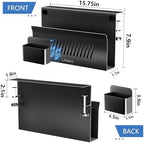 Litwaro Desk Side Storage Organizer, No Drill Laptop Holder Clamp on Desk Shelf with Magnetic Pen Holder, Hanging Organizer Fits Flat Edge Desks 0.4" to 2.1" (Black) - Image 2