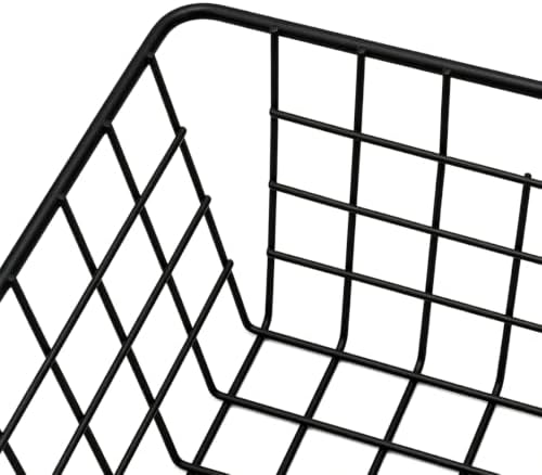 3 Pack Large Wire Baskets, Sturdy Black Wire Basket, Metal Basket for Organizing Kitchen, for Food Pantry Home Office Desk Shelf Bathroom Bedroom (14.2 x 11.1 x 6.3 inch) - Image 6