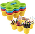 2 Pack Classroom Caddy For School,Kidsroom,Pencil Holder,Plastic Cup Caddy for Drink Delivery (Rainbow Color-4pack) by FindScrapblooms