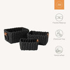 LA JOLIE MUSE Small Wicker Baskets for Organizing, Black 3 Pack - Image 5