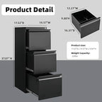 Approgreent Vertical 3 Drawer File Cabient with Lock, Metal Filing Cabinets for Home Office, Heavty Duty Office Storage Cabinet for A4/Letter/Legal (Matte Black) - Image 2