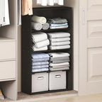 Furinno Reed Closet Organizers and Storage, 4-Tier Closet Organizer, Open Shelf Closet Storage, for Wardrobe, Bedroom, Living Room, Espresso by Furinno-FitsYourSpaceFitsYourBudget