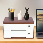 Desktop Storage Box,Desk Organizer Drawer,Desktop Organizer,Small Things Holder Drawers,Kitchen Tea Bag Organization with Lockable Drawers for Office School Bedroom (2Tiers,Walnut & White) - Image 7