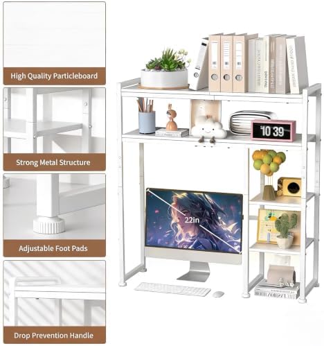 Aetheris Desktop Organizer Shelf, 30" Wooden Office Storage Rack, Display Shelf Rack, 5 Tier Desktop Display Rac, Desk Shelf, Desk Hutch for Computer Monitor - Image 6