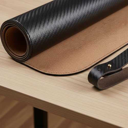 Waterproof Desk Mat, Carbon Fiber, Black, PVC+Cork, 120x60cm - Image 4