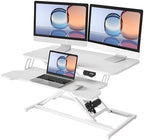 YIHAYO 32" Electric Standing Desk Converter, Adjustable Desk Riser, White by YIHAYO