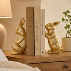 Vintage Gold Rabbit Bookends Set of 2, Resin Bunny Book Ends for Home Decor - Image 7