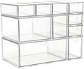 Acrylic Makeup Organizer, 10 Drawers Clear Storage Organizer Desktop Stackable Storage Drawers, Plastic Organizer Bins for Makeup, Stationery, Cosmetics, Vanity, Bathroom,Cabinet,Pantry Office Desk by ZEXALOR