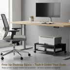 Zonon 2 Tier Printer Stand Under Desk with Wheels, Open Shelf Style, Black - Image 6