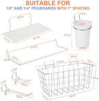 Pegboard Organizer Accessories 18 Pack, Peg Board Hooks Assortment (White) - Image 3