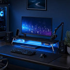 Fenge Dual Monitor Stand Riser with Phone & Tablet Slot, Black - Image 6