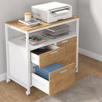 Tribesigns Modern File Cabinet with Drawers for Letter-Sized File and Door, Lockable lateral Filing Cabinet Printer Stand with Storage Shelves and with Rolling Caster for Home Office (Light Walnut) - Image 3