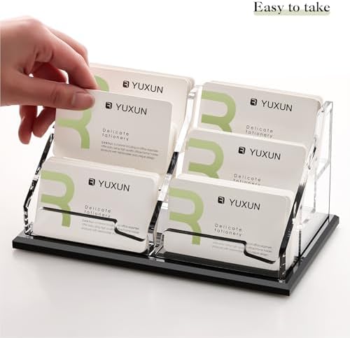 YUXUN Black Business Card Holder for Desk Acrylic Business Card Holder - Image 7