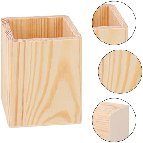 24 Pack Square Unfinished Wooden Pencil Holder, 3 x 3 x 4 Inch Wood Pencil Cup Holder, Wood Crafts Pencil Cup for Desk, Office, DIY Project - Image 3