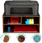 EMERIT Printer Stand Shelf with Storage Wood Desk Paper Organizer for Home/Office, Printer Riser, 2 Tier - Image 3