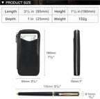 CONTACTS Full Grain Leather Pencil Case Handmade Vintage Zipper Pen Holder Pouch with Card Slot Pens Organizer Pockets Stationery Bag for Men and Women (Black) - Image 5