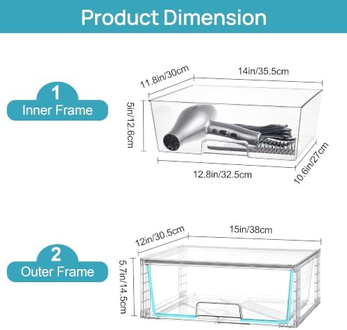 Vtopmart 4 Pack Large Clear Stackable Storage Drawers for Closet, Pantry - Image 3