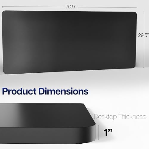 VIVO Black 71 x 30 in Solid Table Top, DESK-TOP71B - Image 3