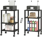 3-Tier Printer Stand with Storage, Mobile Printer Cart with Rolling Casters and Adjustable Feet, Under Desk Storage Shelf for Home Office, Small Printers,Black, 15.7" x 11.8" x 25.9" - Image 7