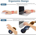 Ergonomic Keyboard Wrist Rest & Mouse Pad Wrist Rest Set, Large XXL Gaming Desk Mat 31.5"x 11.8" with Memory Foam, Easy Typing Pain Relief for Office & Home, American Flag Sunflower - Image 3