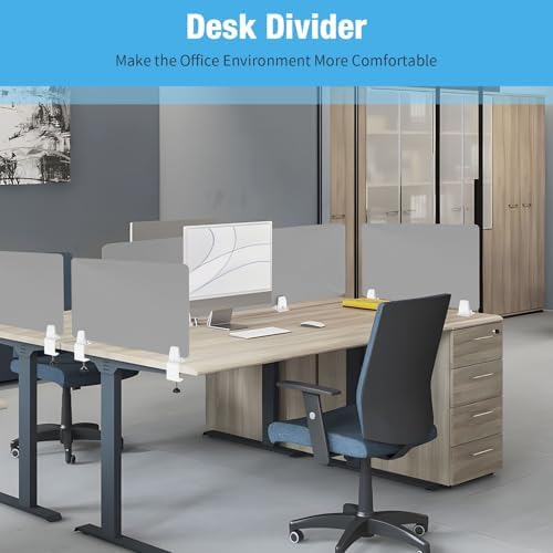 Desk Divider 4 Pcs Desk Privacy Panel 47.2''L x 15.8W'' Office Partitions Grey Acrylic Panel Pack of 4 Desk Divider Partition with Adjustable Universal Base Brand: Yeaborn - Image 4