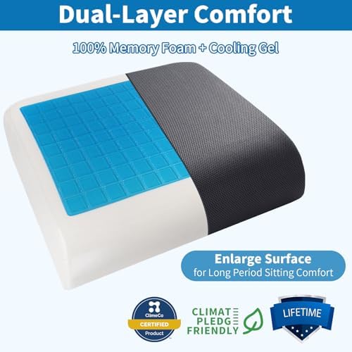 YOUFI Extra Thick Large Seat Cushion, Gel Memory Foam Cushion with Carry Handle Non Slip Bottom, Pain Relief Coccyx Cushion for Wheelchair Office Chair (Black, 19" x 17.5" x 4") - Image 3